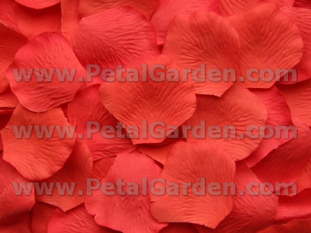 Salmon silk rose petals